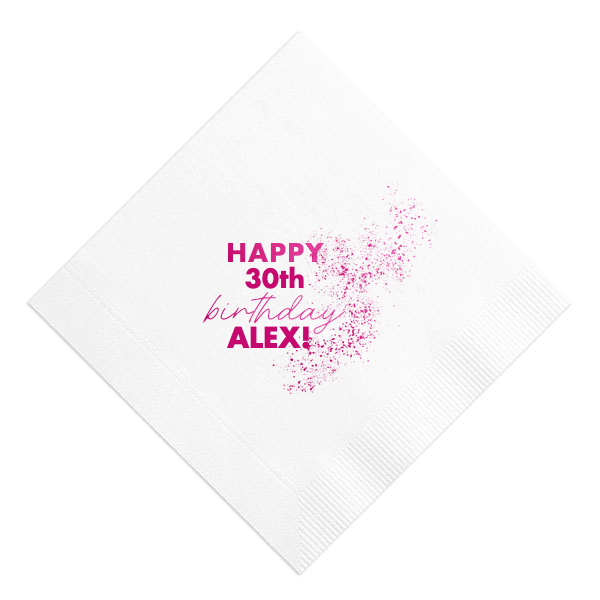 Sparkle Birthday Custom Napkin, Fuchsia Foil