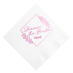 Floral Border Custom Napkin, Fuchsia Foil