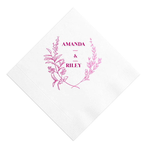 Floral Names Custom Cocktail Napkin, Fuchsia Foil