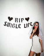 Rip Single Life Banner - Black Glitter Banner