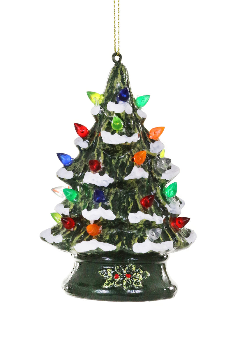 Vintage Ceramic Tree Ornaments-Green, Set of 6