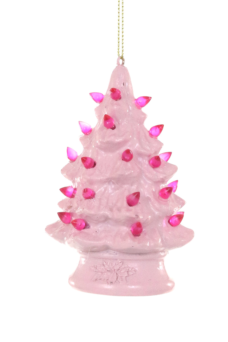 Vintage Ceramic Tree Ornaments-Pink, Set of 6