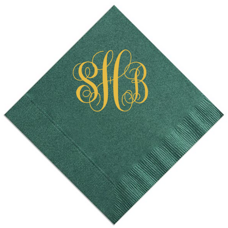 Romantic Monogram Napkin, Gold Foil