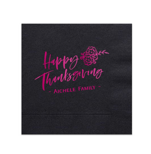 Happy Thanksgiving Napkins, Fuchsia Foil