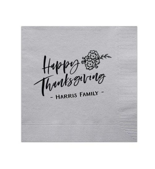 Happy Thanksgiving Napkins, Black Foil