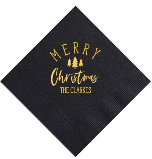 Merry Christmas Napkins, Gold Foil