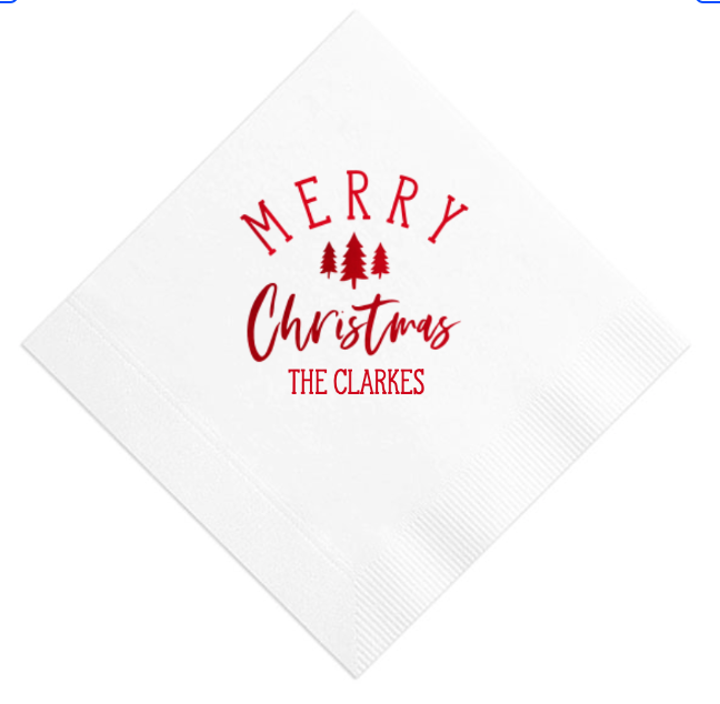 Merry Christmas Napkins, Red Foil