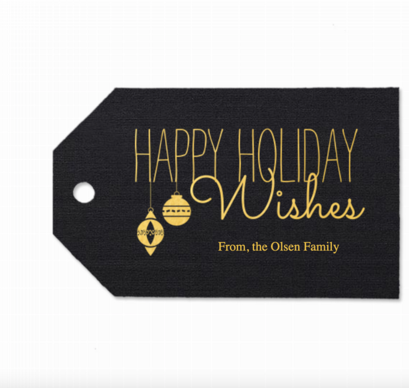 Happy Holiday Wishes Tag, Gold Foil