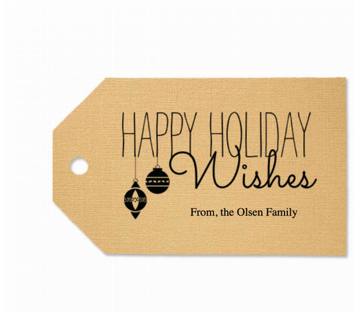 Happy Holiday Wishes Tag, Black Foil