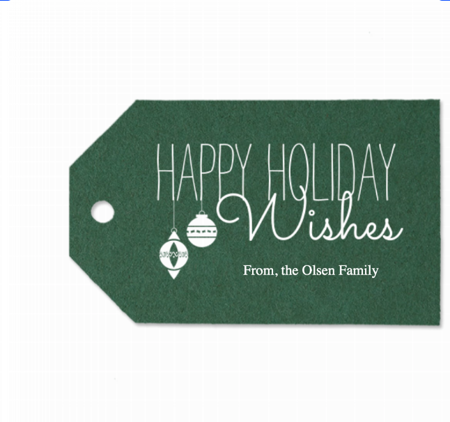 Happy Holiday Wishes Tag, White Foil