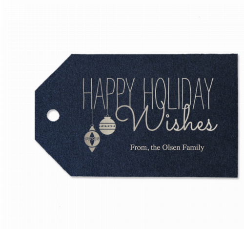 Happy Holiday Wishes Tag, Silver Foil