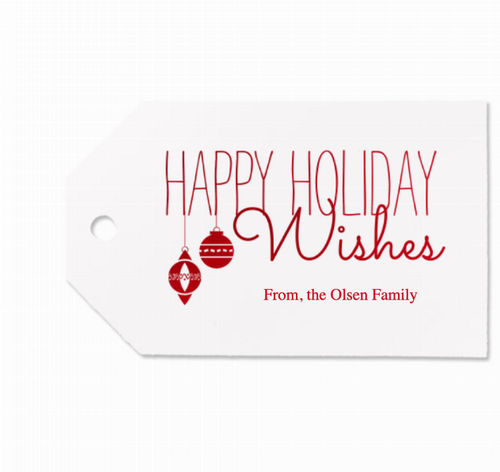 Happy Holiday Wishes Tag, Red Foil