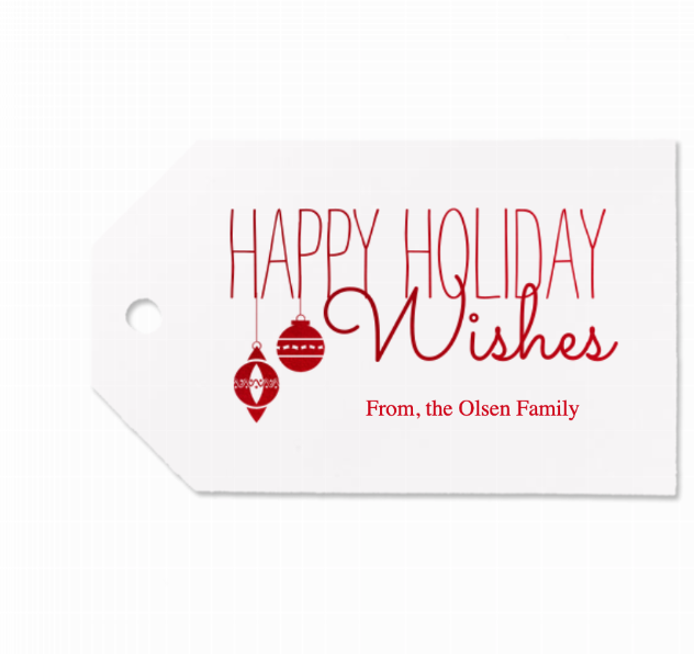 Happy Holiday Wishes Tag, Red Foil