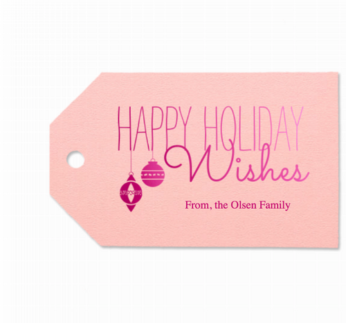 Happy Holiday Wishes Tag, Pink Foil