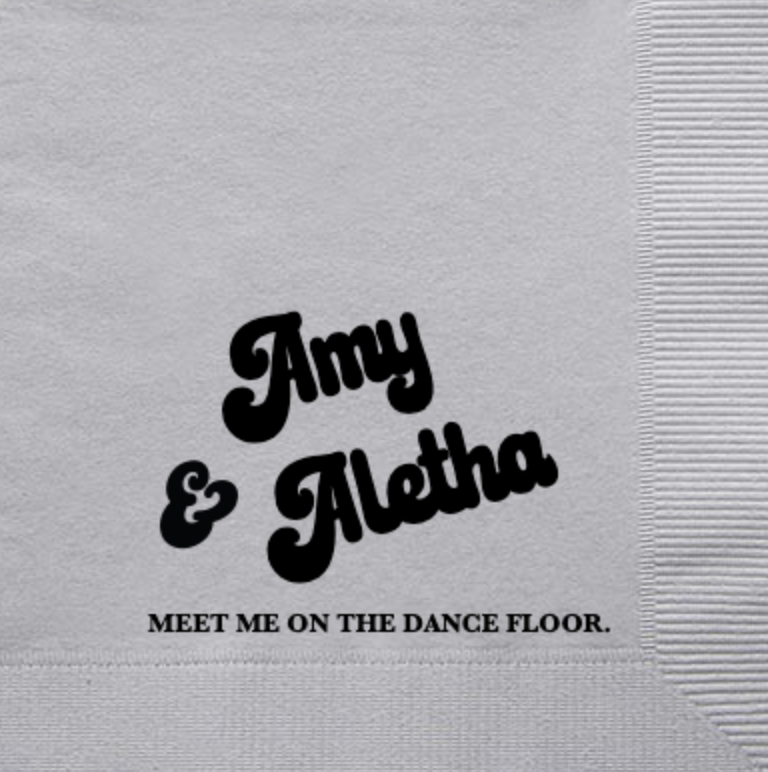 Meet Me On The Dance Floor Custom Napkin, Black Foil