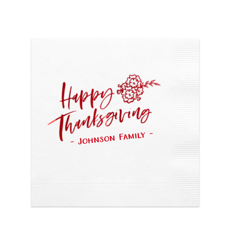 Happy Thanksgiving Napkins, Red Foil