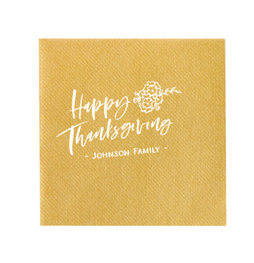 Happy Thanksgiving Napkins, White Foil