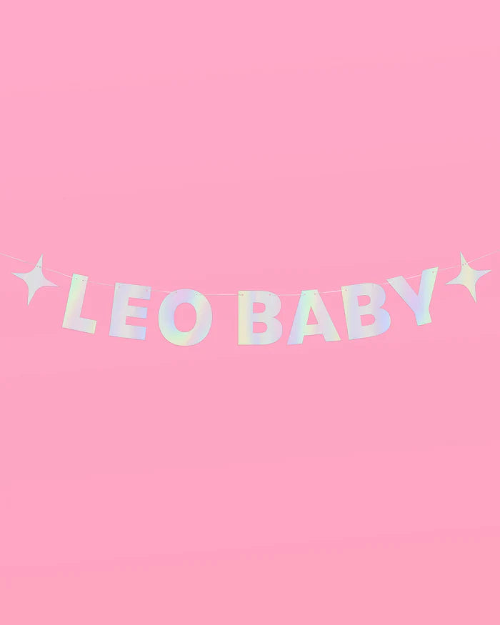 Leo Baby Banner - Iridescent Foil Banner