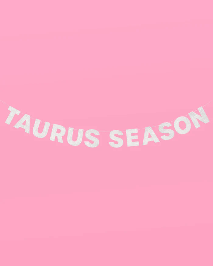 Taurus Season Banner - Silver Glitter Banner