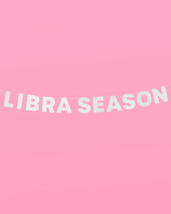 Libra Season Banner - Silver Glitter Banner