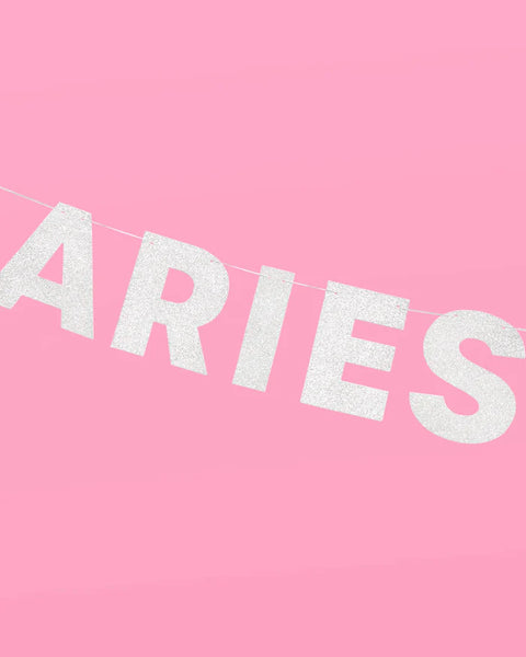 Aries Season Banner - Silver Glitter Banner | Paperless Post Party Shop
