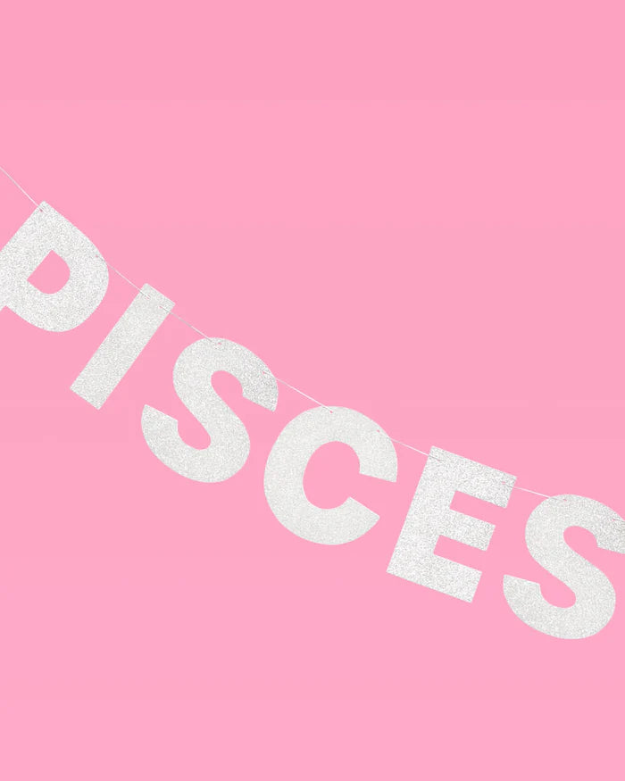 Pisces Season Banner - Silver Glitter Banner