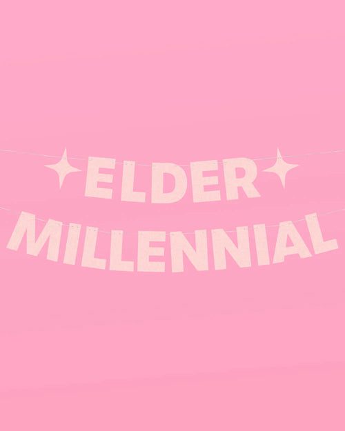 Elder Millennial Banner - Pink glitter finish