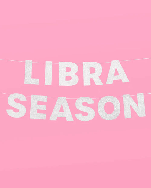 Libra Season Banner - silver glitter banner