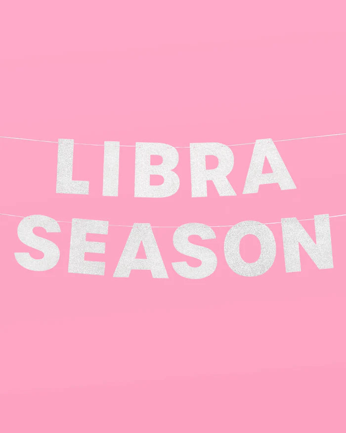 Libra Season Banner - silver glitter banner