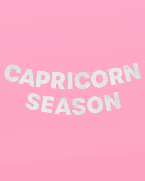 Capricorn Season Banner - Silver glitter finish