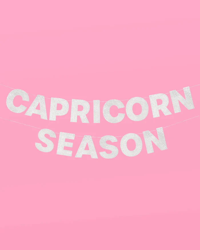 Capricorn Season Banner - Silver glitter finish