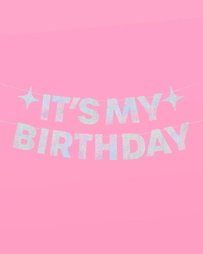 Shimmer Birthday Banner - holographic foil banner