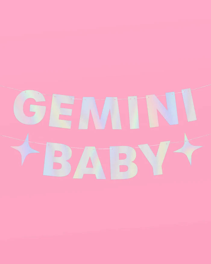 Gemini Baby Banner - Iridescent foil banner