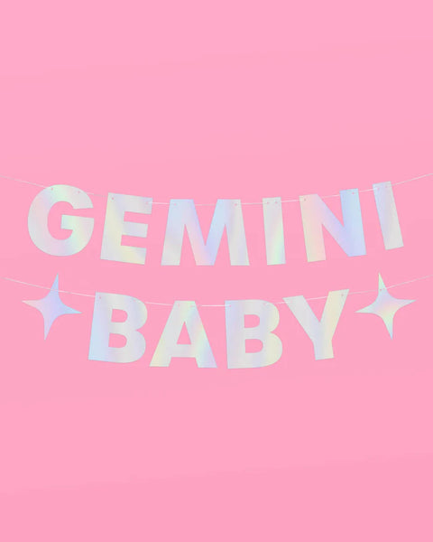 Gemini Baby Banner - Iridescent Foil Banner | Paperless Post Party Shop