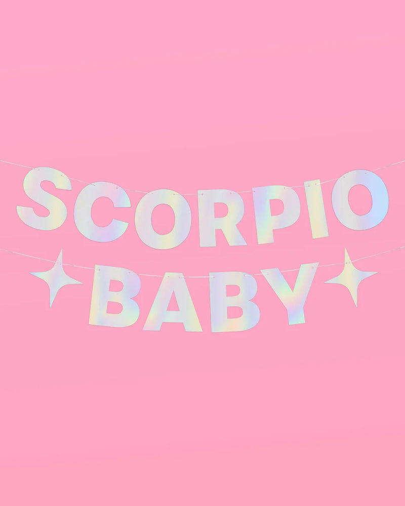 Scorpio Baby Banner - iridescent foil banner