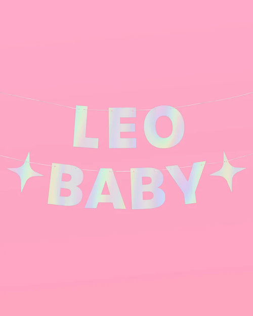 Leo Baby Banner - iridescent foil banner