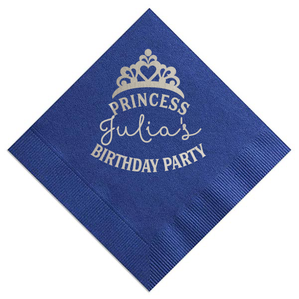 Party Princess Custom Napkin, Silver Foil