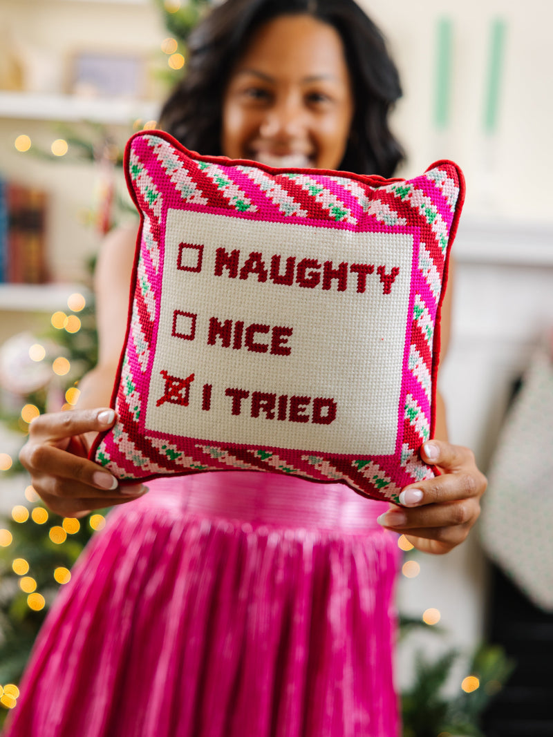 I Tried Needlepoint Pillow Paperless Post Party Shop