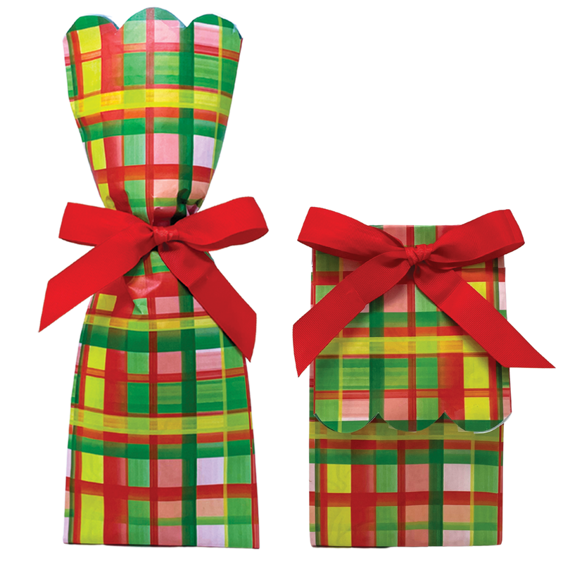 Holiday Plaid Wine & Gift Bags, Pack of 6