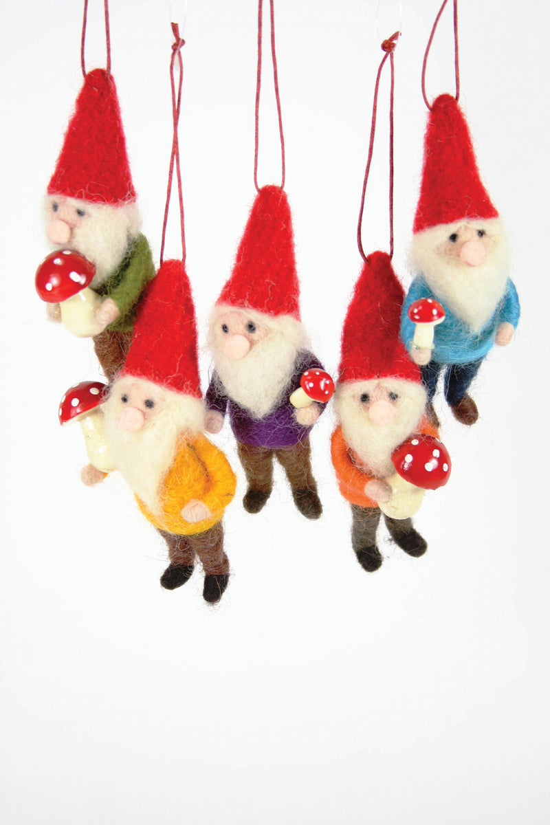 Forest Gnome Ornaments, Set of 6