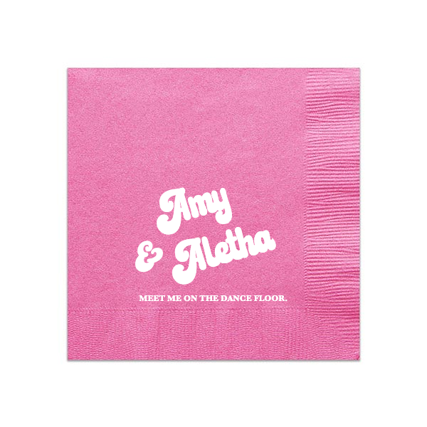 Meet Me On The Dance Floor Custom Napkin, White Foil 