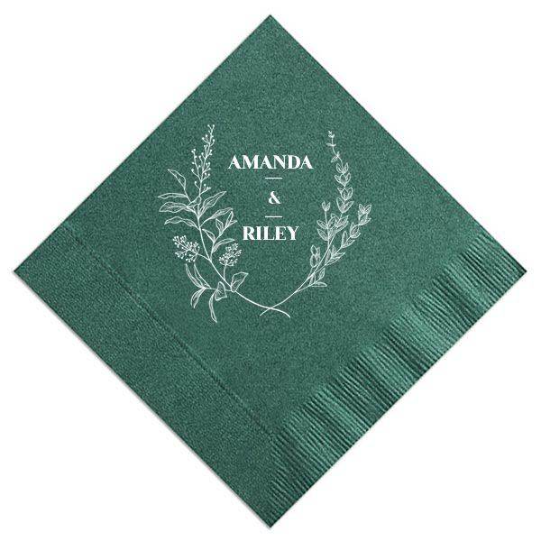 Floral Names Custom Cocktail Napkin, White Foil