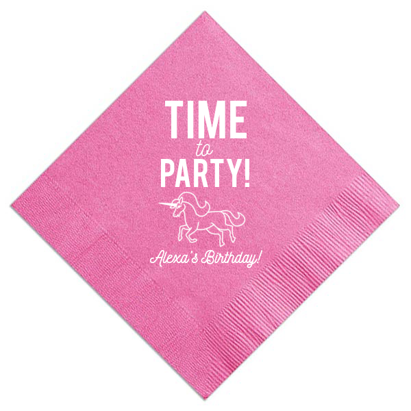 Party Unicorn Custom Napkin, White Foil