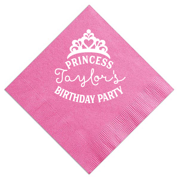 Party Princess Custom Napkin, White Foil