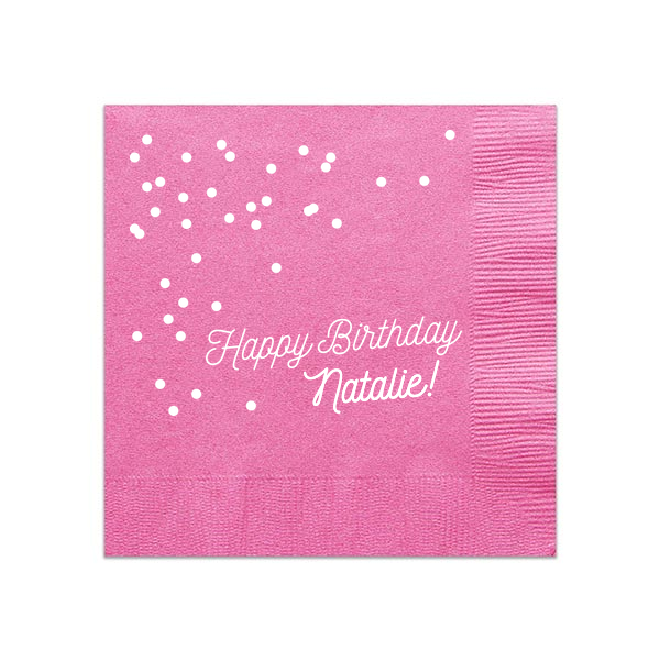 Happy Birthday Confetti Napkin, White Foil