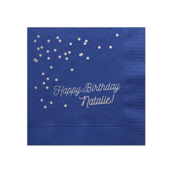 Happy Birthday Confetti Napkin, Silver Foil