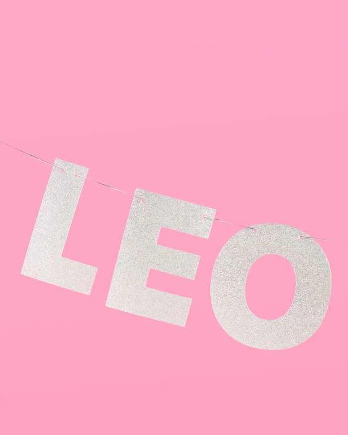 Leo Season Banner - Silver Glitter Banner