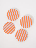 Ultra Violet and Orange Striped Coaster, Set of 4