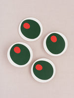 Pimento Olive Coasters, Set of 4