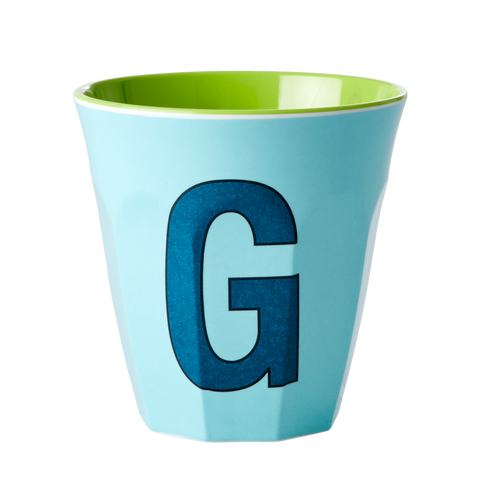 Melamine Cup - Medium with Alphabet in Bluish Colors | Letter G